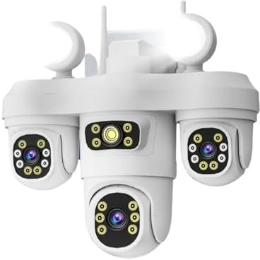 Telecamera IP Wi-Fi da 15 MP 8K a tre schermi, for esterni, con quattro obiettivi, 360°, PTZ, videosorveglianza, visione notturna, rilevamento umano, telecamera di sicurezza(AU Plug,6K 12MP 64G Card)