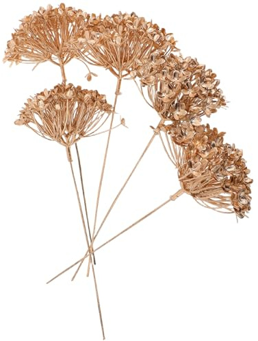TOYANDONA Fiori Artificiali Ortensia Dorati da Interno ed Esterno, Composizione Floreale Permanente in Plastica, Decorazioni Nuziali e Feste, Set da 5 Steli Realistici per Casa e Vetrine