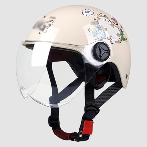 Casco Da Moto Per Bambini, Casco Jet Con Visiera, Mezzo Casco, Simpatico Casco Da Moto Elettrico Per Bambini, Casco Da Scooter/Moto Per Bambini Dai 3 Ai 12 Anni 7,48~54 cm