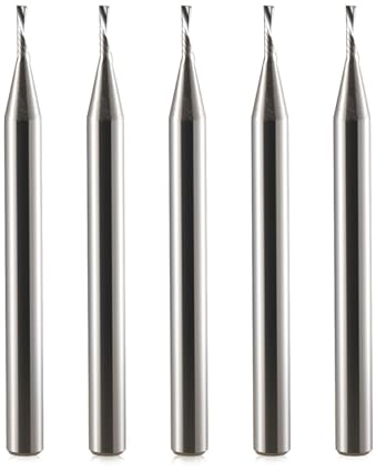 CNC Fräser Spiralnutfräser,Fräser 3.175mm (1/8) Schaft,1,0 mm CED 4 mm CEL 1 Flute Single Flute Downcut Spiral End Fräser CNC Router Bit für Acryl, PVC, MDF, Aluminium, 5 Stück