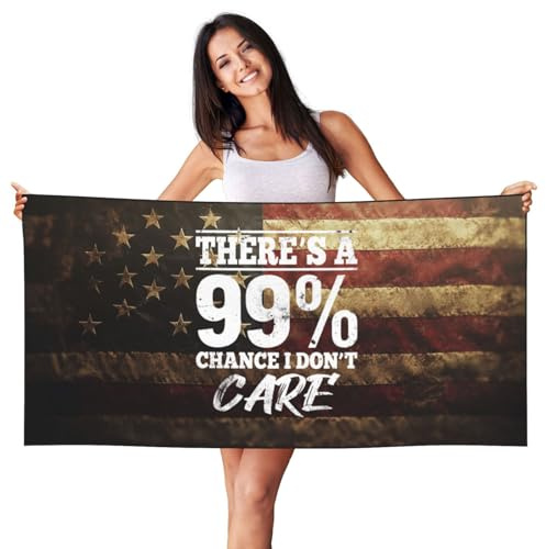 Ekkolikeit Quick Dry Beach Towel THEREâ€™S A 99% Chance I Don't Care for Swimming Pool Sports Camping Gym Yoga 27.5 x 55 Inch Vacation Women Men