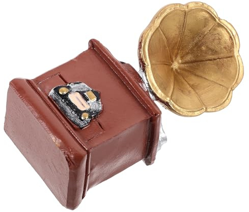 MOLUCKFU Mini Gramophone en Résine Rétro, Modèle de Phonographe Miniature pour Maison de Poupée, Accessoire Décoratif pour Meubles Miniatures, Décoration Intérieure et Loisirs Créatifs