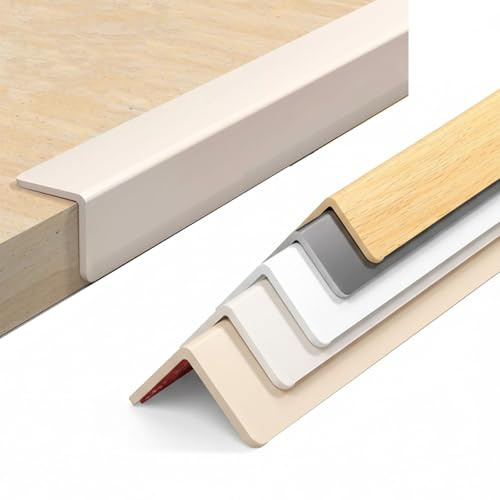 Paraspigoli Muro Autoadesivo in PVC, Profilo Angolare Flessibile a 90 Gradi, Modanatura Adesiva per Pareti, Mobili e Bordi Finestre, Protezione Angoli e Spigoli Morbida(Creamy Beige,1.2m/47.2in)