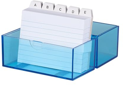 Wedo 2507303 Fichier A7 avec cartes + registre alphabétique 200 cartes Transparent Bleu