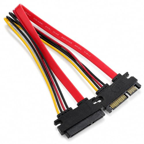 Aukson P29 SATA Verlängerungskabel 50 cm – 7+15 Pin Stecker auf Buchse, Daten- und Strom-Combo für SATA 22 Pin (Männlich zu Weiblich), Ideal für Desktop-PCs