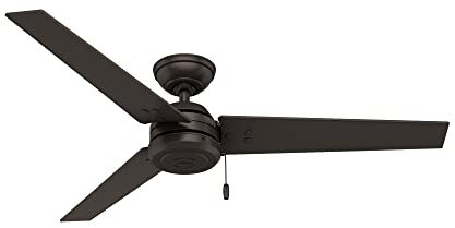 Hunter 52 inch Outdoor or Indoor Ceiling Fan No Light - Bronze Ceiling Fan without Light, For Patio, Porch, Garage, or Living Room, Standard Mount, 3 Blades, Pull Chain - Cassius 59261, New Bronze