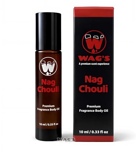WagsMarket - Nag Champa Perfume Oil & Patchouli Essential Oil, Nag Chouli Essential Perfume Oil, Choose from Roll On to 0.33oz - 4oz Glass Bottle (0.33oz Roll On)