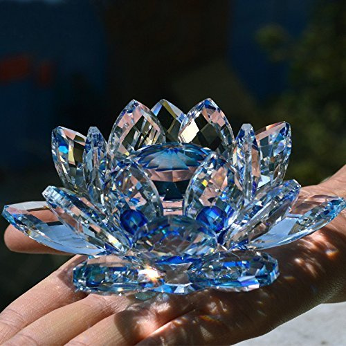 Lotusblüte aus Kristall, in vielen Farben, Dekoration für Zuhause oder Hochzeiten, tolles Geschenk, Kristallglas, blau