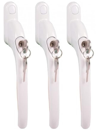 Secure@home 3-set fönsterhandtag låsbart säkerhetsfönsterhandtag barnsäkring vit
