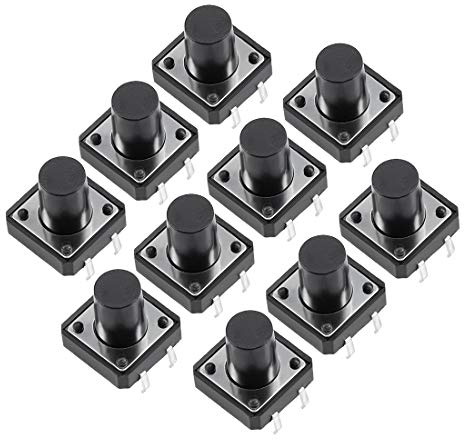 sourcing map 10 Stücke 12x12x12mm 4 Pin Platte Mini/Mikro/Klein PCB Druckknopf Schalter DIP DE de