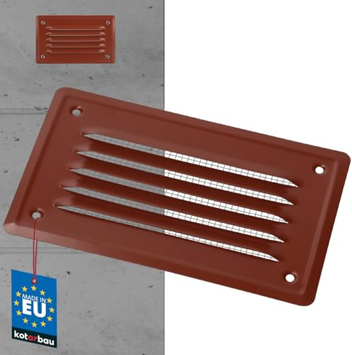 KOTARBAU® Lüftungsgitter Abluftgitter Einschrauben Lackiert Kamin Belüftung Ziegelrot Insektschutzgitter beständig gegen Korrosion 165x100 mm