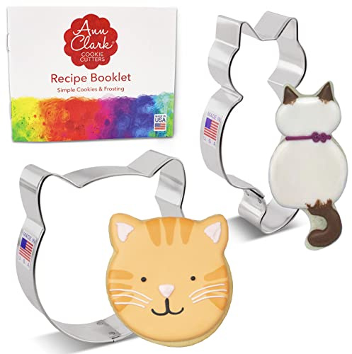 Ausstechformen von Ann Clark USA - Katzen Keksausstecher, 2-Teiliges Set - Katzengesicht, Katze