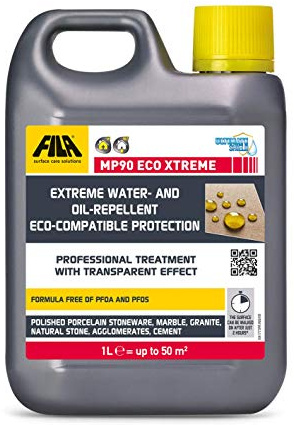 MP90 Eco Xtreme, agente protector para piedra, mármol, cuarzo, granito, hormigón, gres pulido, crea una protección extrema y ecológica que limita la absorción de agua, grasa y color