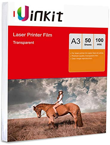 A3 OHP Film for Laser Print - 50sheets Overhead Projector Transparency Film 297x420mm Uinkit