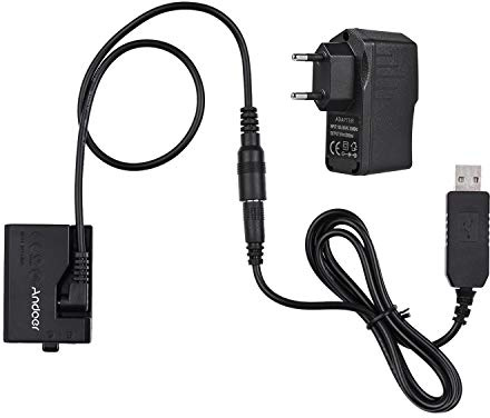 Andoer ACK-E10 Dummy Battery DC Adattatore (Sostituzione per LP-E10) con adattatore di corrente per Canon EOS Rebel T3,T5,T6,T7,T100,Kiss X50,Kiss X70,1100D,1200D,1300D,2000D,4000D