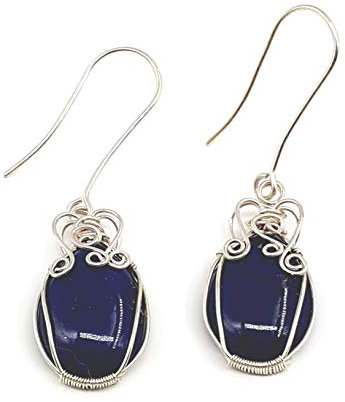 EinziK-Art Ohrhänger Lapislazuli in Sterlingsilber handgefertigte Unikate Designschmuck Designer Schmuck Drahtschmuck wire work