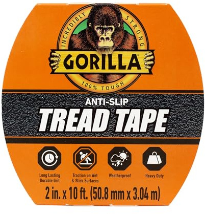 Gorilla Roll Anti Slip Tread Tape, Black, 1-Pack | Enhances Safety on Slippery Surfaces, Ideal for Ramps and Ladders, Durable and Long-Lasting