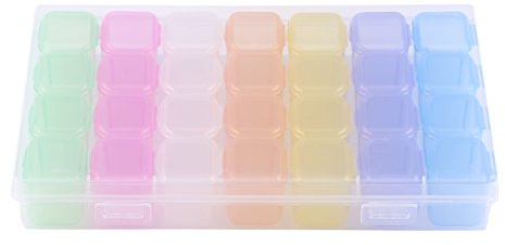 Restokki Sortierbox Aufbewahrungsbox Sortierboxen für Kleinteile Perlen Box Diamond Painting, 28 Gitter Leere Aufbewahrungsbox Schmuck Organizer Box für Perlen Kunst