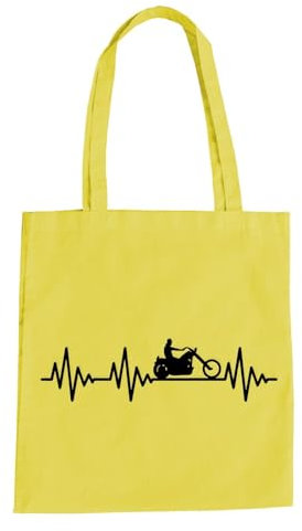 Herzschlag Chopper Baumwolltasche - Ekg Motorrad Motorcycle Bike Show Street Gelb