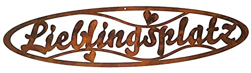 Schild Lieblingsplatz 50x13 cm im Rost Design - Wandschild, Rostschild, Rost Deko, Türdeko, Gartendeko