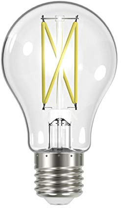Satco Lightbulbs S12415; LED Filament Lamps; 8 Watt LED A19; Clear; Medium Base; 3000K; 90 CRI; 120 Volt for use at Residential, Hospitality, Retail, Education Institutions, Contractors (4 Pack)