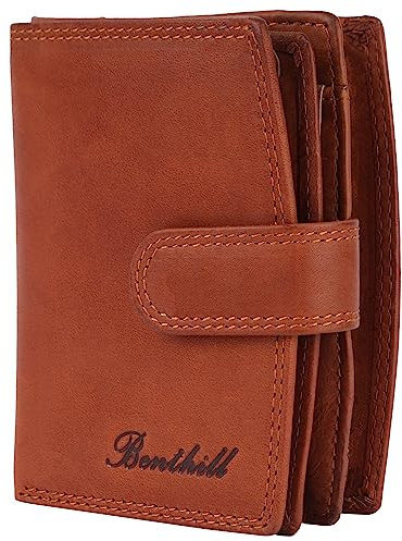 Benthill Damen Geldbörse Echt Leder RFID Schutz | Portemonnaie mit Kartenfächern & Münzfach | Frauen Geldbeutel | Vintage Damenbörse inkl. Geschenkbox, Farbe:Braun