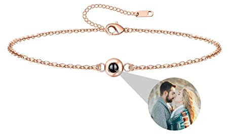 Personalisierte Foto Armband mit Bild Projektion Armband im Stein Kreis kugel Ich Liebe dich Armband 100 Sprachen für Damen Mädchen Denkmal Weihnachten Freundschaft Geschenk