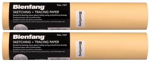 Bienfang Rotolo di carta per schizzi e ricalco, giallo canarino, 30,5 cm x 50 m (confezione da 2) 100 m in totale, per disegni, traccia, schizzi, cartamodelli