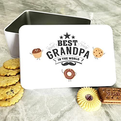Fingerprint Designs Best Grandpa Funny Pastry Characters Rectangle Treat Tin - Birthday Present Idea - Father's Day Gift