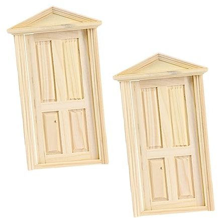 Toyvian 2stücke Miniaturtür Aus Holz Miniaturtür-Modell Miniaturtür-Dekoration Puppenhausmöbel Miniaturmöbel Für Mini-Haus