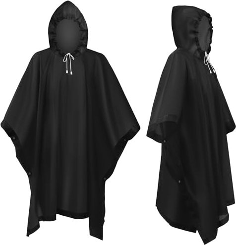 Flintronic 2PC Poncho de Pluie Adulte, Imperméable Matériau EVA, Unisexe, Réutilisable, Anti Pluie à Capuche pour Camping, Randonnée, Vélo, Pêche, Voyage