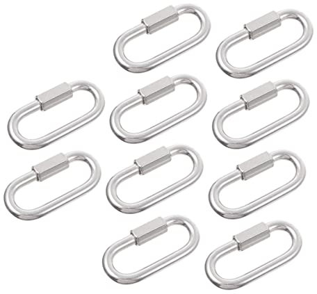 Gatuida 10pcs Stainless Steel Quick Release Carabiner Clip Chain Link Heavy Duty Carabiner for Trailer Swing