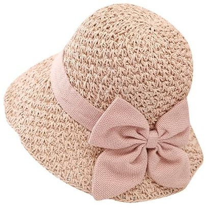 WEIGEER Straw Hat Women Beach Sun Hat Foldable Wide Brim Floppy Summer Hat for Women Strohhut für Damen Weißer Strand-Sonnenhut Faltbar