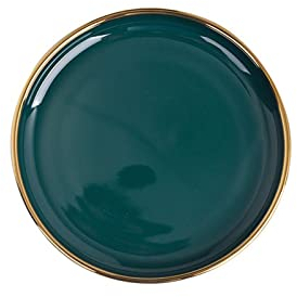 KOHARA Speiseteller mit goldenem Rand, grüne Porzellanteller, Essen, Abendessen, Geschirr, Suppe, Keramikteller