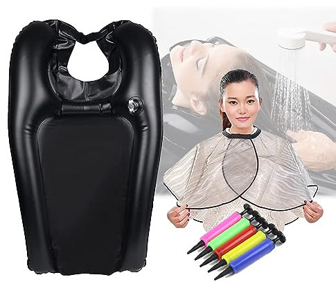Bol Shampoing Portable Bassin Lavage Cheveux Gonflable Châle Pompe Air Plateau Rinçage Chevet PVC Idéal for Personnes Âgées Enceintes Et Blessées (Color : Black, Size : D)