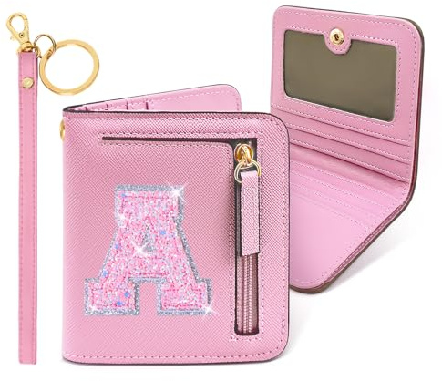 COSHAYSOO Initial RFID Girls Wallet Wristlet Mothers Day Graduation Birthday Gift Ideas for 6 7 8 9 10 11 12 13 14 Year Old Girl Girly Gifts Tween Preteen Teen Preppy Trendy Stuff Pink Letter A