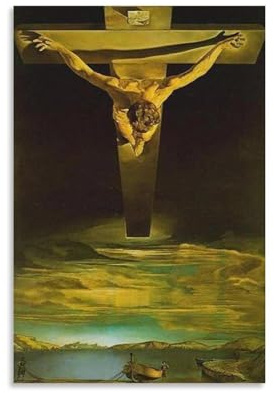 HBEOOP Salvador Dali berühmte Farbe (Christus des Heiligen Johannes vom Kreuz), Poster, Bild, Druck, Wandkunst, Gemälde, Leinwandkunst, Geschenkidee, Raum, ästhetisch, 40 x 60 cm