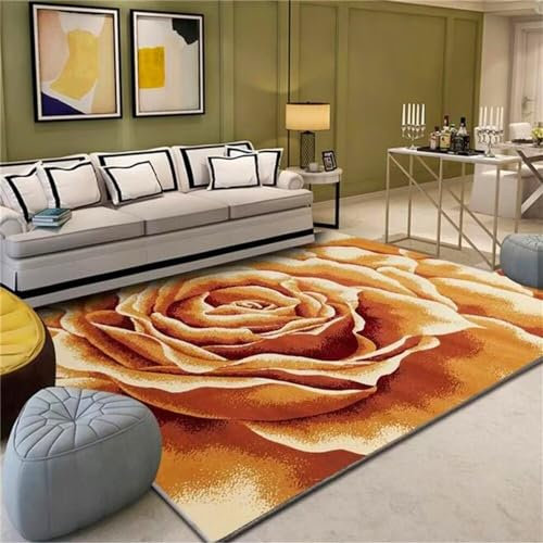 RUGMRZ Webteppich Outdoor Teppich Klein Esszimmerteppich gelb schöne Blumendekoration Wohnzimmerteppich leicht zu reinigen Teppich Groß 200X260CM