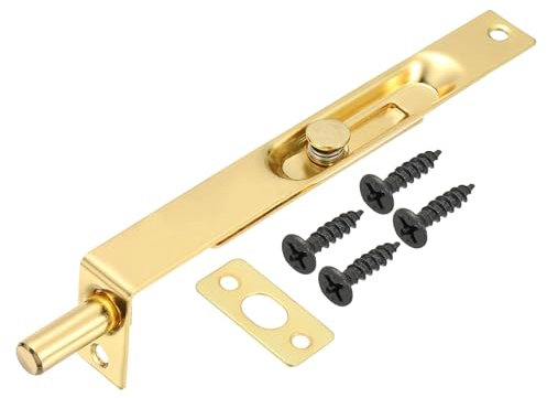 PATIKIL Bullone a Scomparsa 6 x 0,71, Serratura a Doppia Porta Scorrevole Nascosta in Acciaio Inox per Doppia Porta Legno Composito, Tono Oro