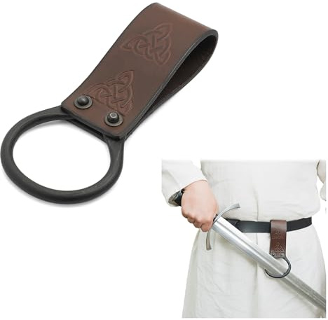 Lord of Battles Medieval Genuine Leather Axe Frog | Axe Holster with Belt Loop | Waist Holder for Axes, Tools with Celtic Knotwork Design