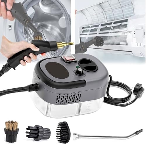 2500W Handheld Steam Cleaner, High-Temperature Pressurized Steam Cleaning Machine, with 1200ML Water Tank&3 Brush Heads&Extended Curved Nozzle, Portable Car Steamer, for Floors, Couch, Kitchen, Auto