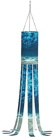SABFWF Windsack mit blauem Ozean, saisonaler Windsack, für Herbst, Winter, Thanksgiving, Outdoor und Geister-Thema, Windsack mit Stange