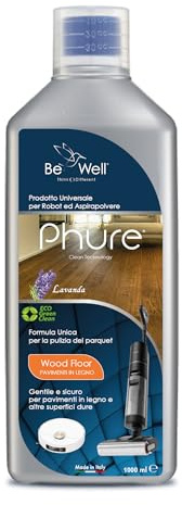 PHURE Detergente Concentrato per Robot Lavapavimenti e Aspirazione con Igienizzante Multisurface 1000ml pulizia senza aloni e sostenibile Adatto a tutti i Robot (WOOD - PARQUET, Lavanda)