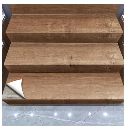 Vintage Wood Grain PVC Stair Stickers for Stair Treads and Risers, Peel and Stick Staircase Decals - Rustic Faux Wood Contact Paper Roll, Decor for Home, Kitchen, Office