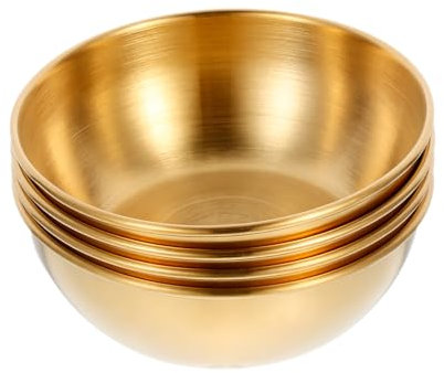 OHPHCALL 4pièces Set De Petites Assiettes à Sauce Acier Inoxydable Doré Rondes Assiettes à Condiment Créatives Pour Apéritif Barbecue Cuisine Et Camping Pratiques Et Durables
