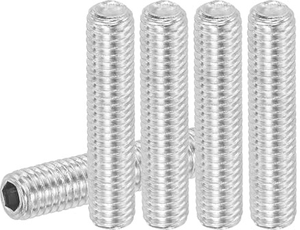 PATIKIL 20 Stück Madenschraube M5 x 25mm, 304 Edelstahl Madenschrauben Set für Türklinken Halterung Möbel Lampen Wasserhahn Reparaturen, Silber Innensechskant Gewindestifte Schrauben Set