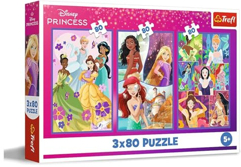 Trefl - Puzzle 3x80 Teile, 3-in-1: Prinzessinnen und Freundinnen Disney, 5+