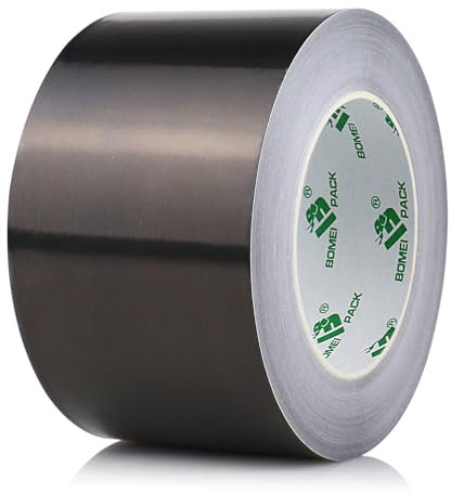 BOMEI PACK 1 Roll Black Aluminum Foil tape 3 inch Home Heating Ventilation HVAC Ducts Repairing Fixing Kitchen Jointing Flame Cold Heat Resistant 75mm x 50m Foil Tape Black