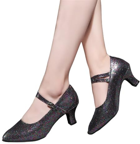 Generisch Mary Jane Scarpe da donna con cinghia, scarpe da donna, eleganti e comode, da sposa, con tacco alto, scarpe da ballo, scarpe da sera, scarpe da sposa, Nero , 42