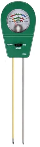 NHQZ PH Messgerät Erde 3-in-1 - Professioneller Bodentester für PH-Wert, Feuchtigkeit & Fruchtbarkeit | Präzises Bodenmessgerät für Garten, Rasen und Bauernhof | Keine Batterien benötigt
